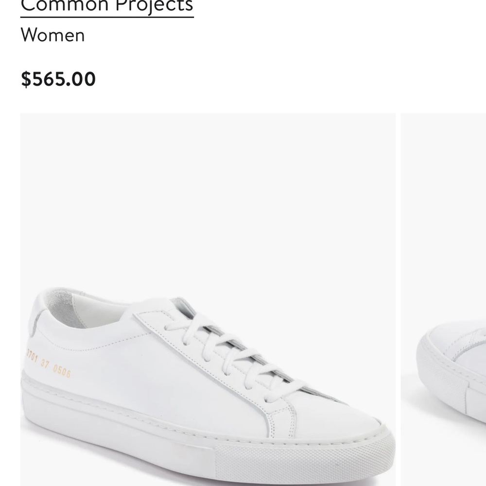 Common Projects White Leather Low-Top Sneakers with Gold Foil Detail